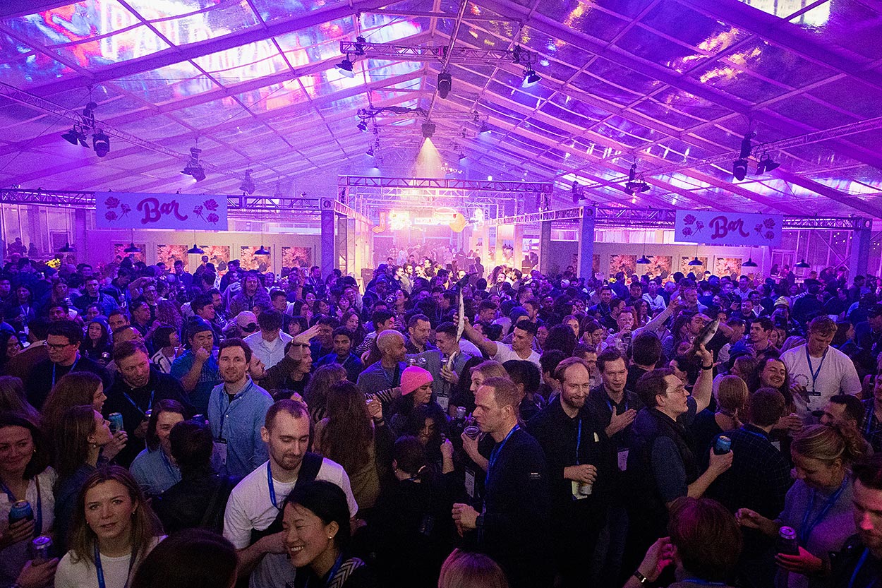 large dance crowd at corporate event party